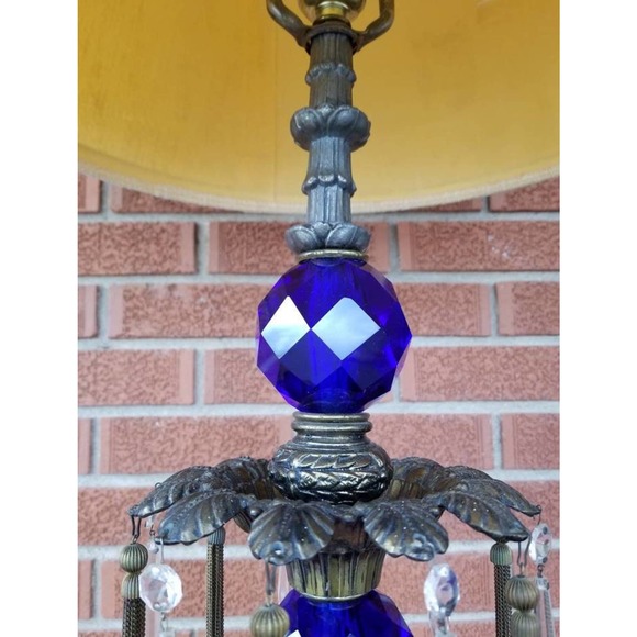 Hollywood Regency Cobalt Blue Crystal Table Lamp - Picture 7 of 7